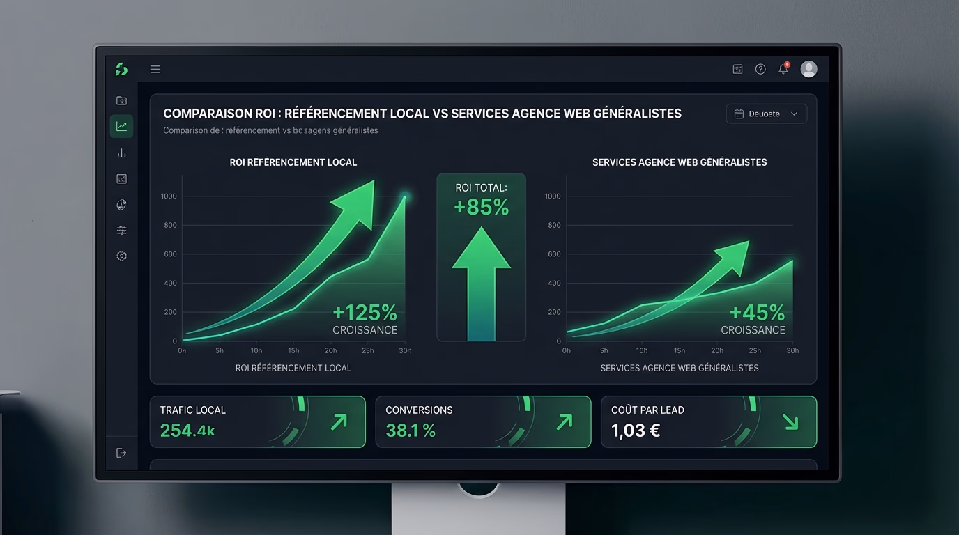 Illustration comparative SEO local vs agence web traditionnelle